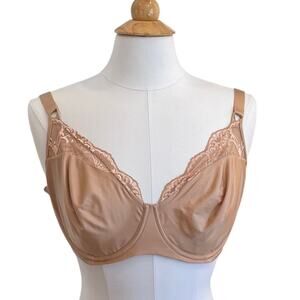 Wacoal Beige Lace Trim Underwire Bra, Size 38 DD